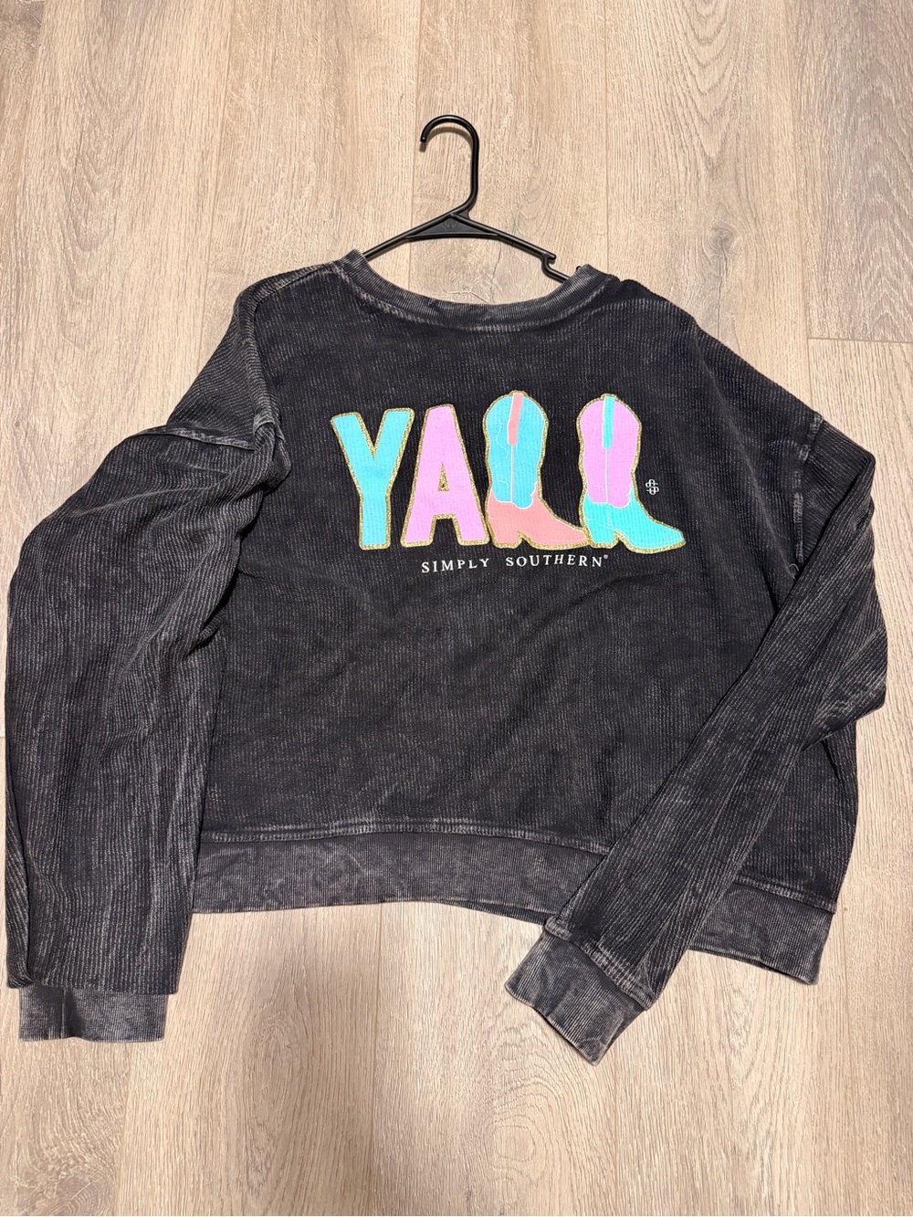 Simply Southern Black Pullover with Colorful 'YALL' Boot Graphic
